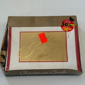 VTG Holiday Greetings 14 Christmas Cards Best Wishes Foil Lined Envelopes